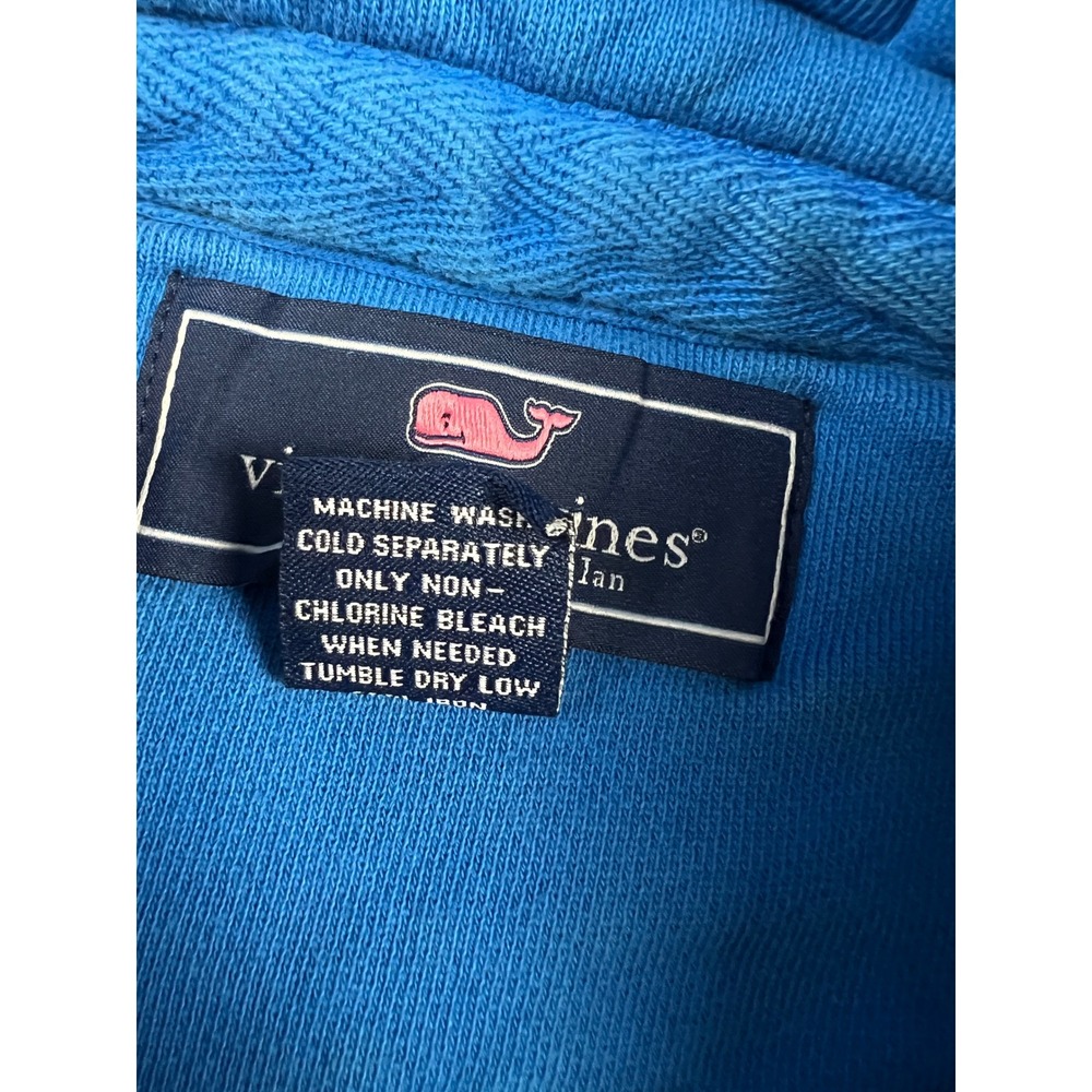 Vineyard Vines Pullover Womens L Blue Quarter Zip Raw Hem Cropped Cotton Logo - Picture 9 of 15